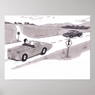 Two Male Female Couples Driving Opposite Direction Poster
