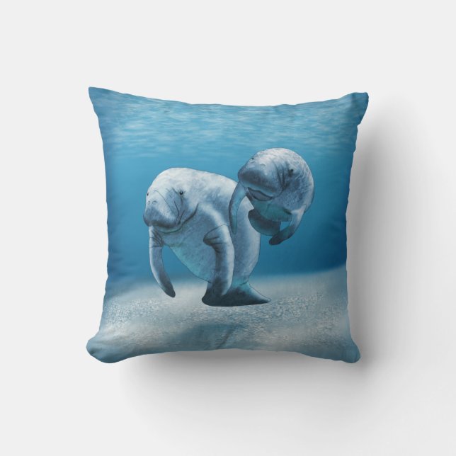 Two Manatees Swimming Cushion (Front)
