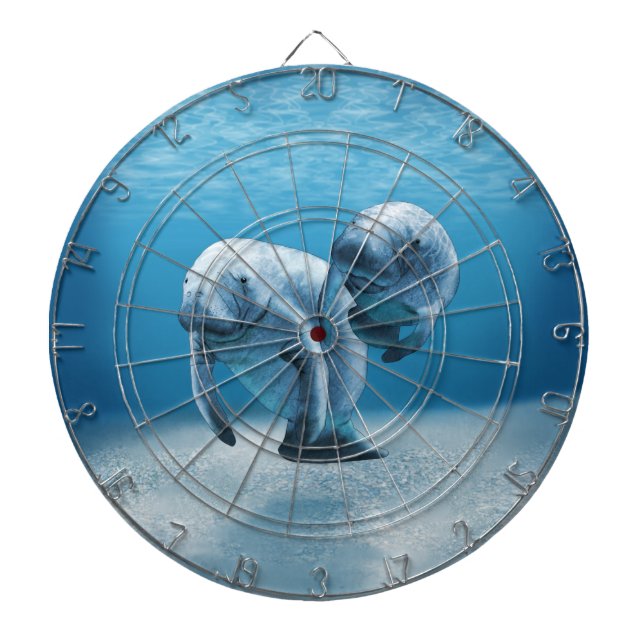 Two Manatees Swimming Dartboard (Front)