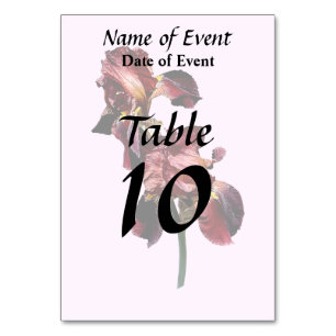 Two Maroon and Yellow Irises Table Number