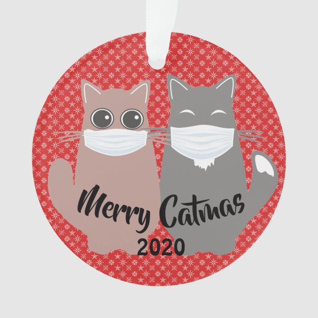 Two Masked Cats 2020  Acrylic Ornament (Front)