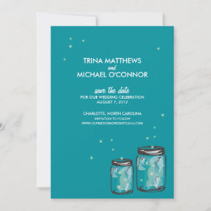 Two Mason Jars & Fireflies Save the Date