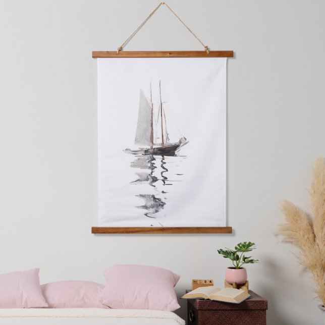 Two-masted Schooner with Dory (1894) Hanging Tapestry (Bedroom)