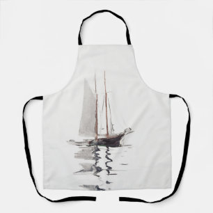 Two-masted Schooner with Dory by Winslow Homer Apron