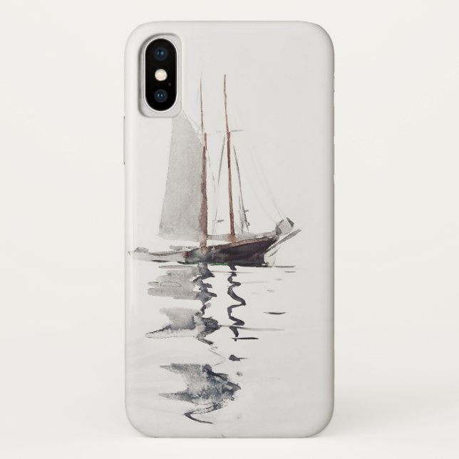 Two-masted Schooner with Dory by Winslow Homer Case-Mate iPhone Case (Back)