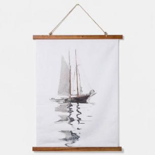 Two-masted Schooner with Dory by Winslow Homer Hanging Tapestry