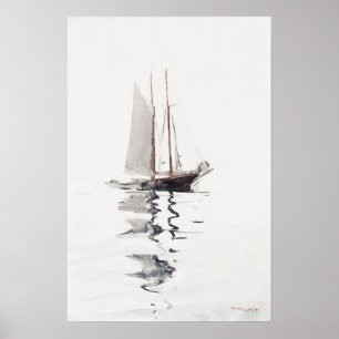 Two–masted Schooner with Dory Winslow Homer Poster