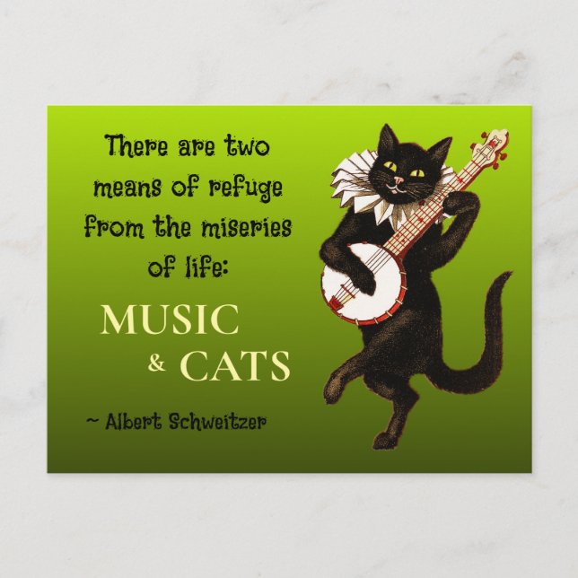 Two Means of Refuge Music Cats Schweitzer Postcard (Front)