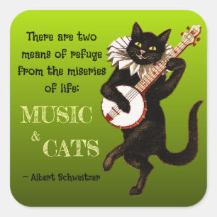 Two Means of Refuge Music Cats Schweitzer Square Sticker