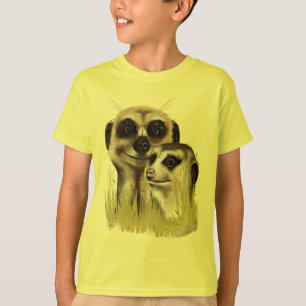 Two Meerkats in grass Shirts