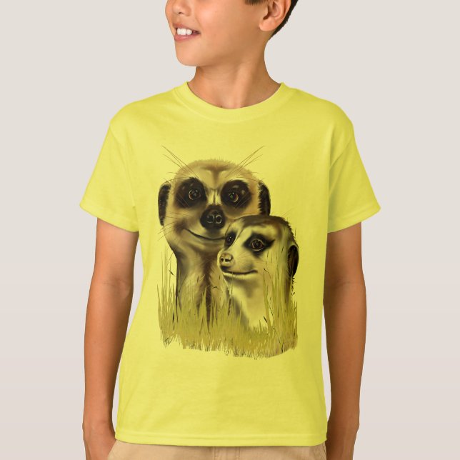 Two Meerkats in grass Shirts (Front)