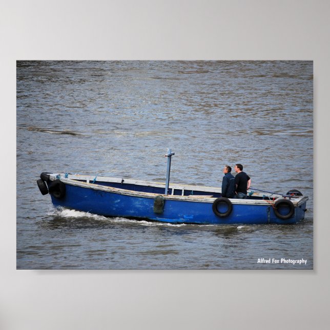 Two Men and a Blue Boat Poster (Front)