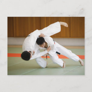 Two Men Competing in a Judo Match 2 Postcard