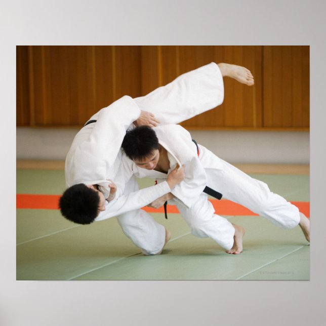 Two Men Competing in a Judo Match 2 Poster (Front)