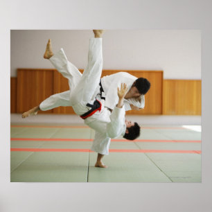 Two Men Competing in a Judo Match 3 Poster