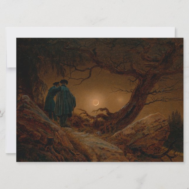 Two Men Contemplating the Moon at Night Card (Front)