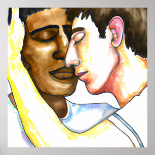 Two Men Embracing in Love LGBTQ  Poster