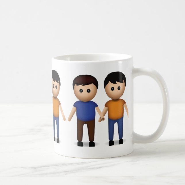 Two Men Holding Hands Emoji Coffee Mug (Right)