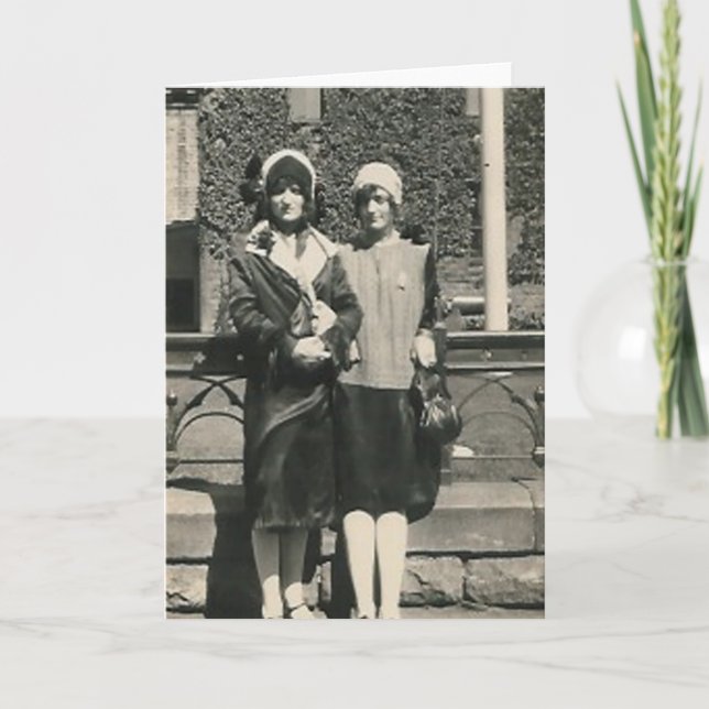 Two men in drag out on the town card (Front)