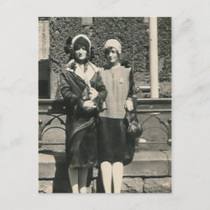 Two men in drag out on the town post card