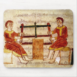 Two Men Sawing Wood, from 'De Universo' Mouse Pad