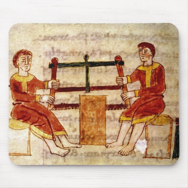 Two Men Sawing Wood, from 'De Universo' Mouse Pad (Front)