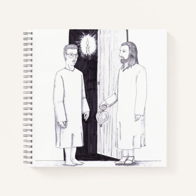 Two Men Standing Outside a Doorway of a Dark Room  Notebook (Front)