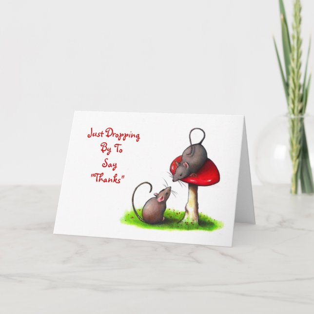 Two Mice And Toadstool: Saying Thanks: Arthank Thank You Card (Front)