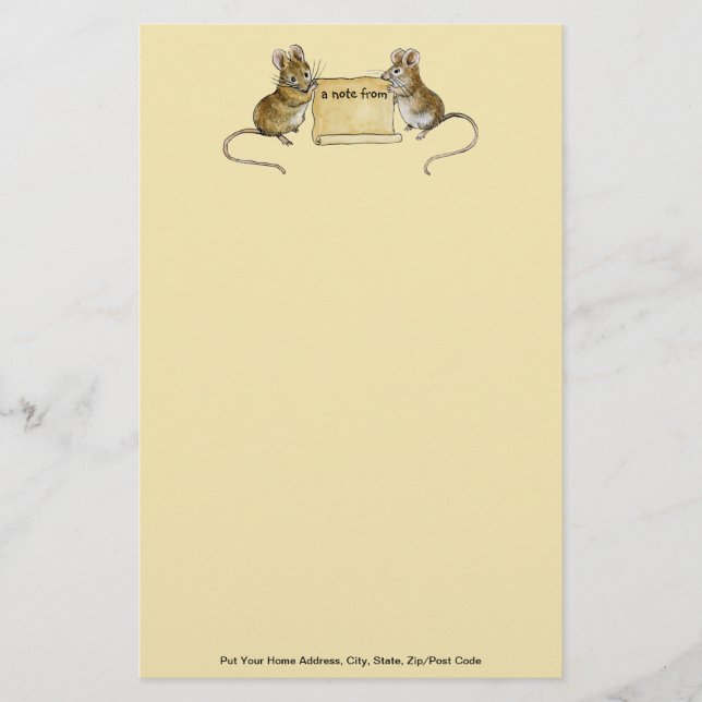 Two Mice with Parchment- Customisable Stationery (Front)