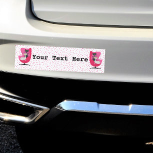 Two Mid centruy Pink Chairs with Cats on Polka Dot Bumper Sticker