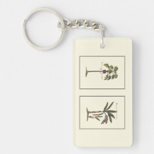 Two Miniature Framed Palm Trees Key Ring