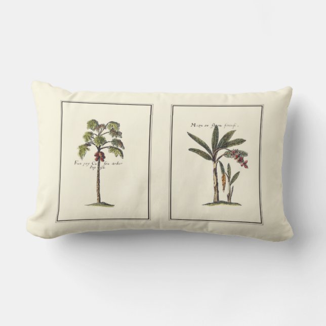 Two Miniature Framed Palm Trees Lumbar Cushion (Front)