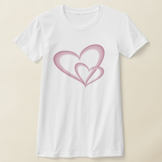Two Modern Pink Hearts Abstract Art T-Shirt (Laydown)