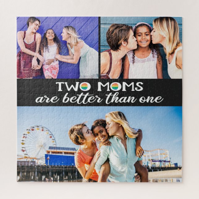 Two moms are better than one mother's day photo jigsaw puzzle (Vertical)
