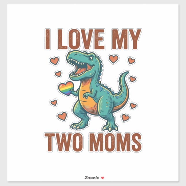 Two Moms Pride Dinosaur Vector T-Shirt Design_1 (Sheet)