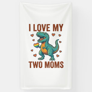 Two Moms Pride Dinosaur Vector T-Shirt Design_1 Banner