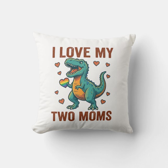 Two Moms Pride Dinosaur Vector T-Shirt Design_1 Cushion (Front)