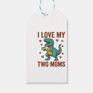 Two Moms Pride Dinosaur Vector T-Shirt Design_1 Gift Tags