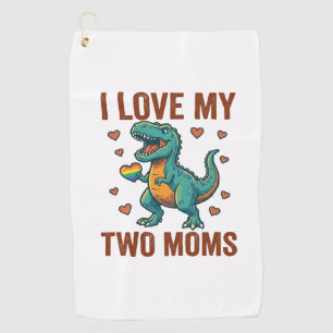 Two Moms Pride Dinosaur Vector T-Shirt Design_1 Golf Towel