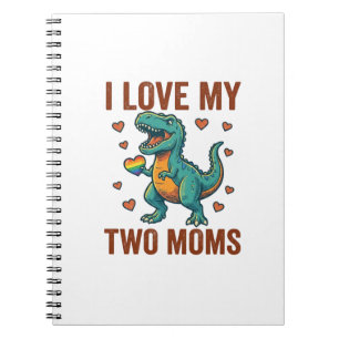 Two Moms Pride Dinosaur Vector T-Shirt Design_1 Notebook