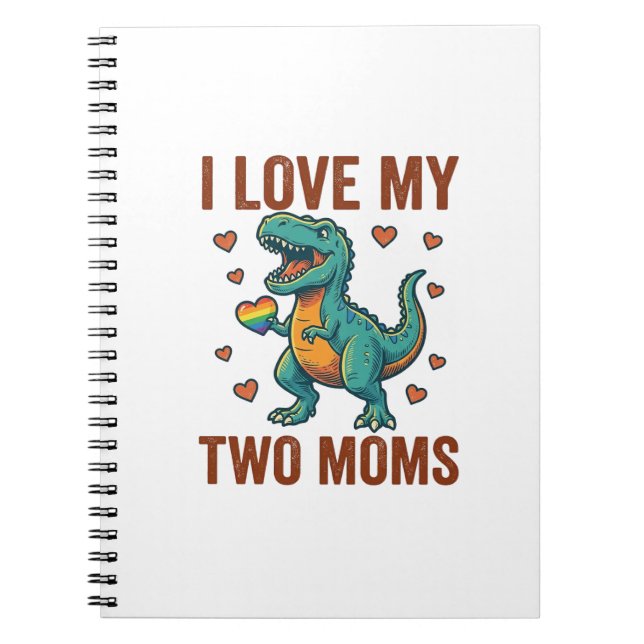 Two Moms Pride Dinosaur Vector T-Shirt Design_1 Notebook (Front)