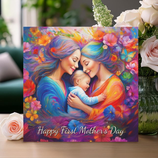 Two Moms with their Baby First Mother's Day Card (Creator Uploaded)