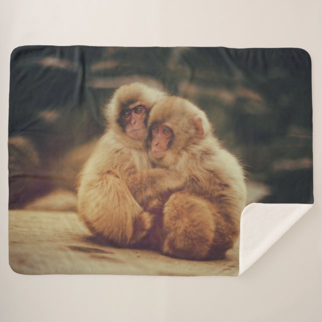 TWO MONKEYS SHERPA BLANKET (Front (Horizontal))