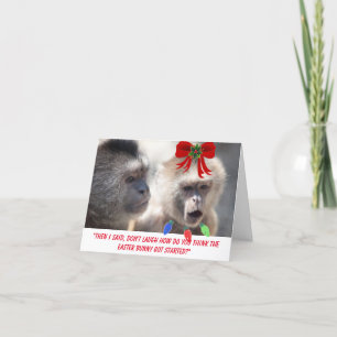 Two Monkeys Talking Funny Christmas Card