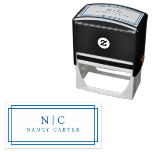 Two Monogram Geometric Border Self-inking Stamp
