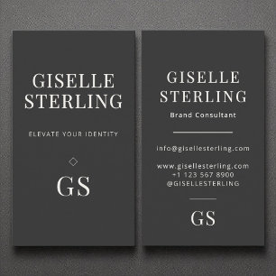 Two Monogram Modern Elegant Minimalist Charcoal Business Card