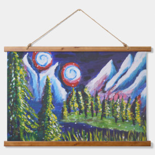 Two moons mountains Lisher art landscape Hanging Tapestry