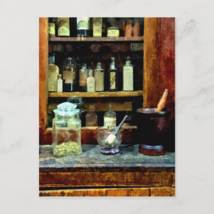 Two Mortar and Pestles and Glass Jar Postcard