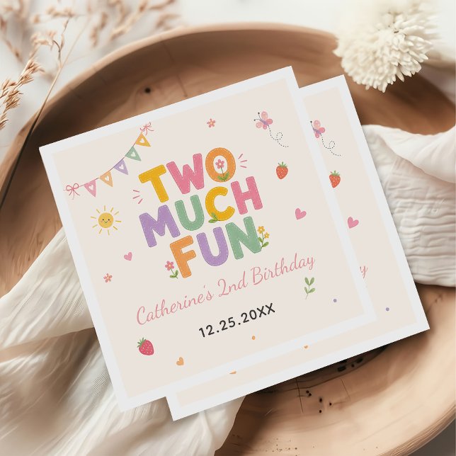 Two Much Fun 2nd Birthday Party Napkin (Creator Uploaded)