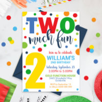 Two Much Fun Birthday Invitation 2nd Birthday